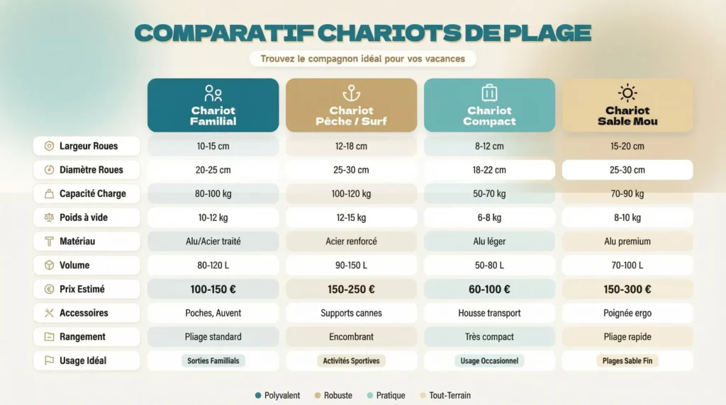 Comparatif Chariots Plage - comparatif chariot de plage pas cher - chariot de plage comparaison - meilleur chariot de plage